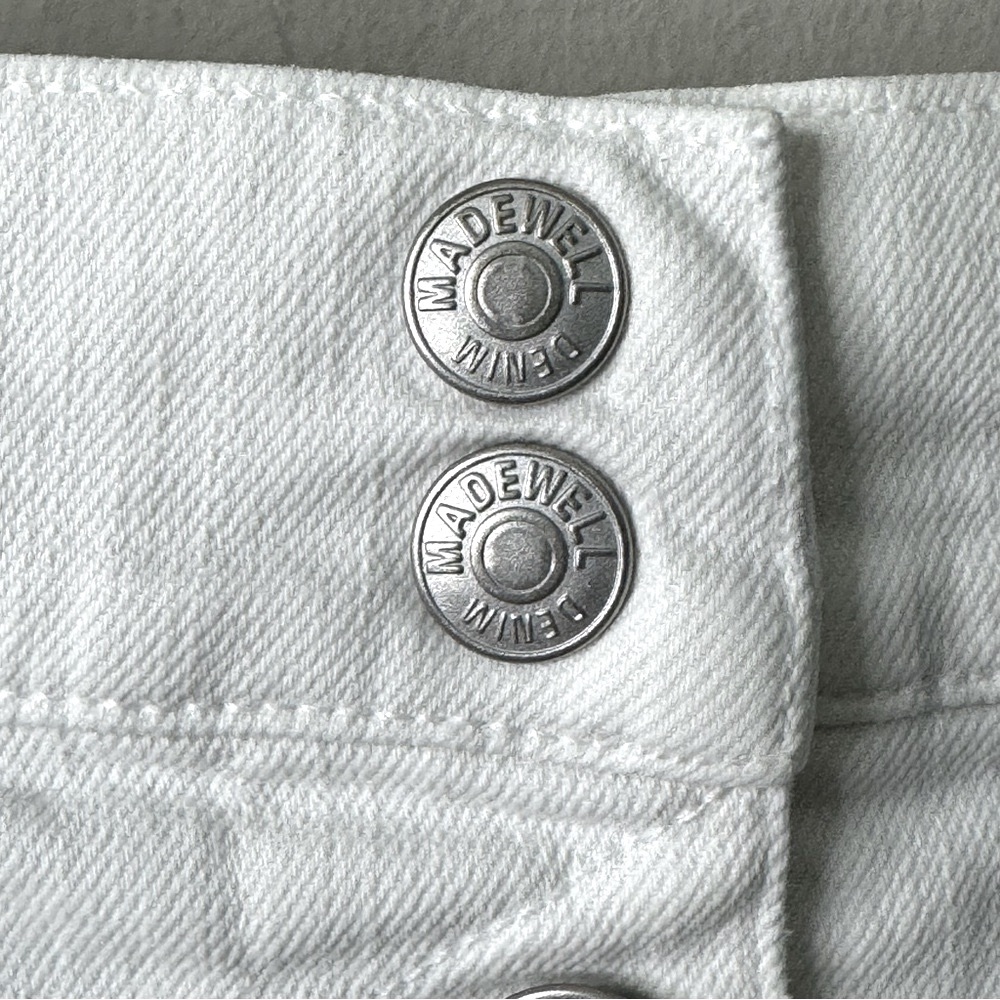 Madewell High Slit Denim Midi Skirt White Button Front Size 31 Style H8851 - Picture 7 of 16